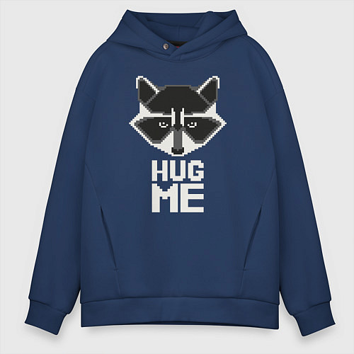 Мужское худи оверсайз Raccoon: Hug me / Тёмно-синий – фото 1
