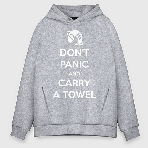 Мужское худи оверсайз Dont panic & Carry a Towel / Меланж – фото 1