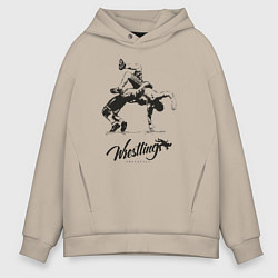 Толстовка оверсайз мужская Wrestling, цвет: миндальный