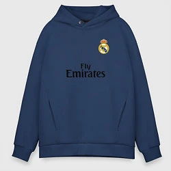 Толстовка оверсайз мужская Real Madrid: Fly Emirates, цвет: тёмно-синий