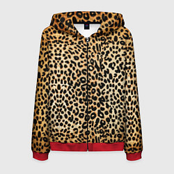 Толстовка 3D на молнии мужская Гепард (шкура), цвет: 3D-красный