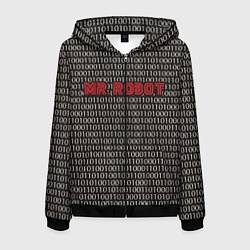 Толстовка 3D на молнии мужская Mr. Robot: Binary code, цвет: 3D-черный