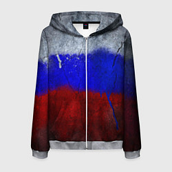 Толстовка 3D на молнии мужская Русский триколор, цвет: 3D-меланж