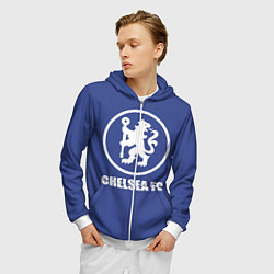 Толстовка 3D на молнии мужская Chelsea FC, цвет: 3D-белый — фото 2