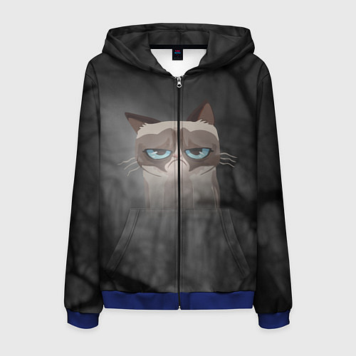 Мужская толстовка на молнии Grumpy Cat / 3D-Синий – фото 1