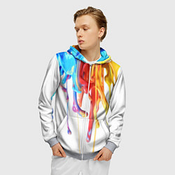 Толстовка 3D на молнии мужская Краска, цвет: 3D-меланж — фото 2