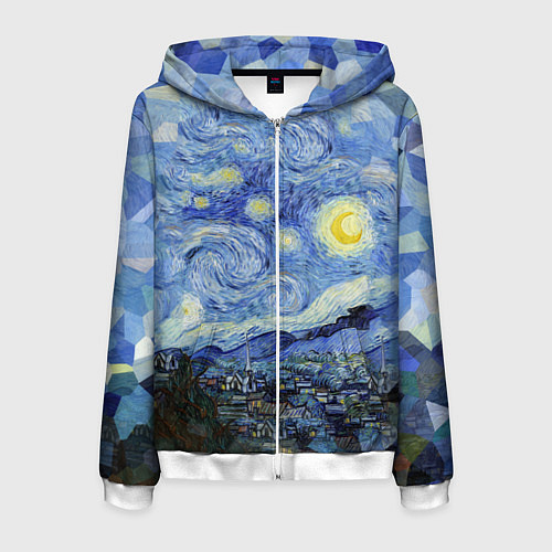 Мужская толстовка на молнии Звездная ночь / 3D-Белый – фото 1
