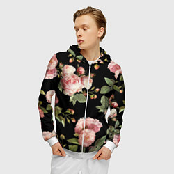 Толстовка 3D на молнии мужская TOP Roses, цвет: 3D-белый — фото 2