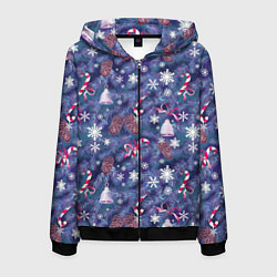 Мужская толстовка на молнии Ёлки шишки колокольчики