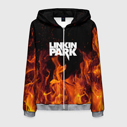 Толстовка 3D на молнии мужская Linkin Park: Hell Flame, цвет: 3D-меланж
