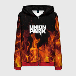 Толстовка 3D на молнии мужская Linkin Park: Hell Flame, цвет: 3D-красный