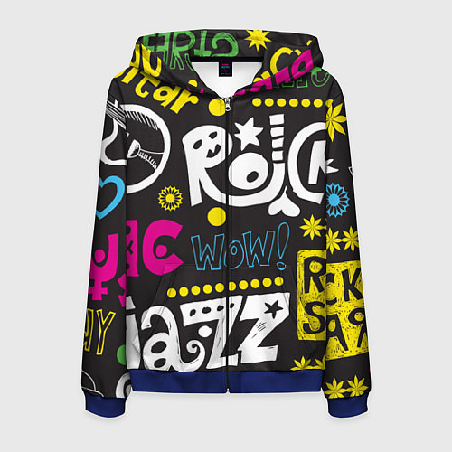 Мужская толстовка на молнии Instrumental Music / 3D-Синий – фото 1