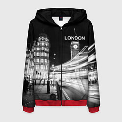 Толстовка 3D на молнии мужская Улица Лондона, цвет: 3D-красный