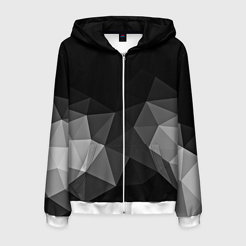 Мужская толстовка на молнии Abstract gray / 3D-Белый – фото 1