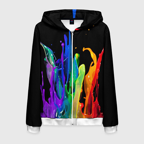 Мужская толстовка на молнии Всплеск красок / 3D-Белый – фото 1