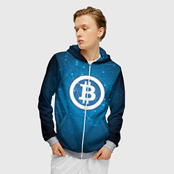 Толстовка 3D на молнии мужская Bitcoin Blue, цвет: 3D-меланж — фото 2