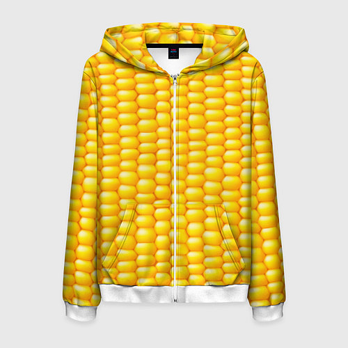 Мужская толстовка на молнии Сладкая вареная кукуруза / 3D-Белый – фото 1