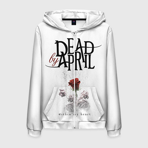 Мужская толстовка на молнии Dead by April: Within my heart / 3D-Белый – фото 1