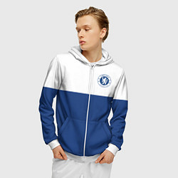 Толстовка 3D на молнии мужская Chelsea FC: Light Blue, цвет: 3D-белый — фото 2