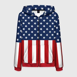 Толстовка 3D на молнии мужская Флаг США, цвет: 3D-красный