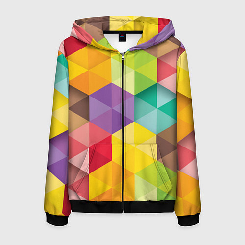 Мужская толстовка на молнии Цветные зонтики / 3D-Черный – фото 1