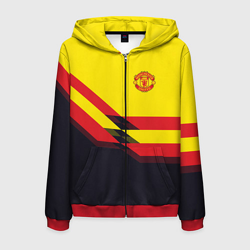 Мужская толстовка на молнии Man United FC: Yellow style / 3D-Красный – фото 1