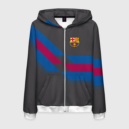 Мужская толстовка на молнии Barcelona FC: Dark style / 3D-Белый – фото 1