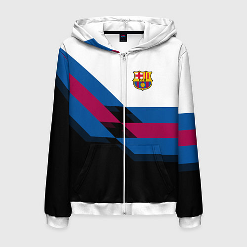 Мужская толстовка на молнии Barcelona FC: Black style / 3D-Белый – фото 1