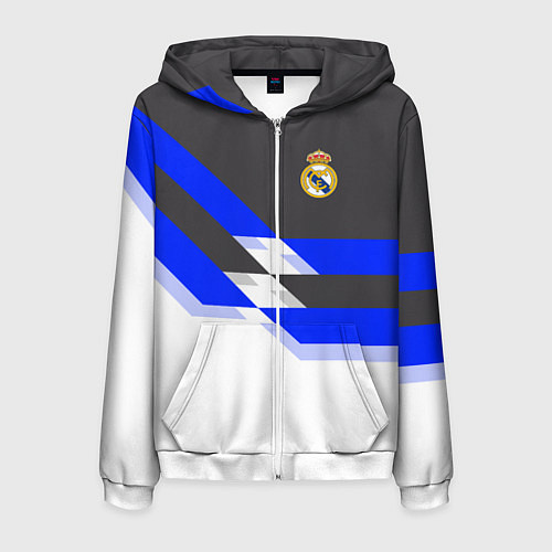 Мужская толстовка на молнии Real Madrid FC: White style / 3D-Белый – фото 1