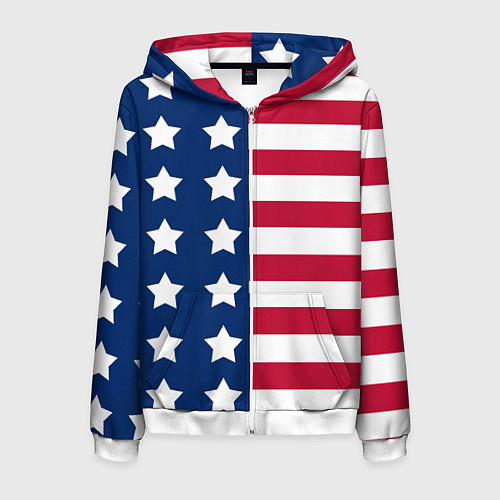 Мужская толстовка на молнии USA Flag / 3D-Белый – фото 1