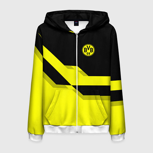 Мужская толстовка на молнии BVB FC: Yellow style / 3D-Белый – фото 1