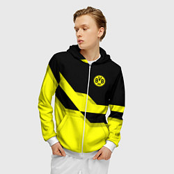 Толстовка 3D на молнии мужская BVB FC: Yellow style, цвет: 3D-белый — фото 2