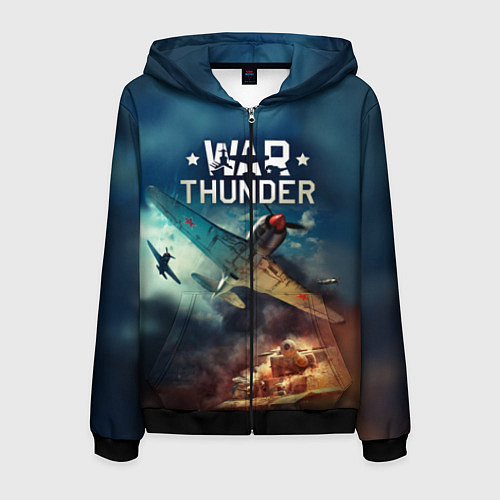 Мужская толстовка на молнии Гром войны / 3D-Черный – фото 1