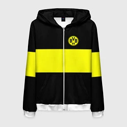 Толстовка 3D на молнии мужская Borussia 2018 Black and Yellow, цвет: 3D-белый