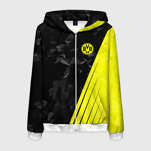 Мужская толстовка на молнии FC Borussia Dortmund: Abstract / 3D-Белый – фото 1