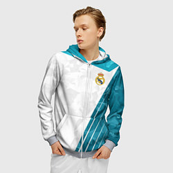 Толстовка 3D на молнии мужская FC Real Madrid: Abstract, цвет: 3D-меланж — фото 2