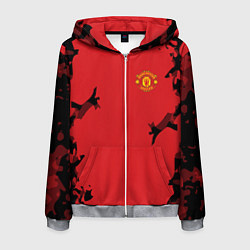 Толстовка 3D на молнии мужская FC Manchester United: Red Original, цвет: 3D-меланж