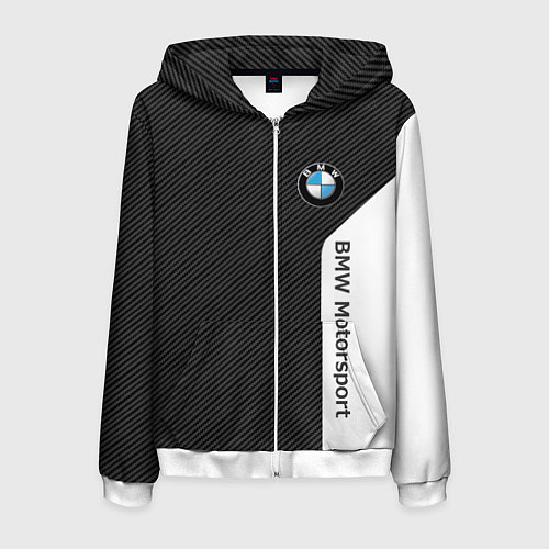 Мужская толстовка на молнии BMW CARBON БМВ КАРБОН / 3D-Белый – фото 1