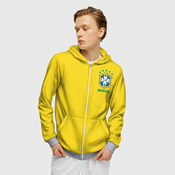 Толстовка 3D на молнии мужская Сборная Бразилии, цвет: 3D-меланж — фото 2