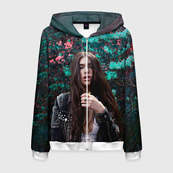 Толстовка 3D на молнии мужская Dua Lipa: Floral, цвет: 3D-белый