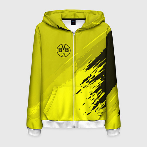 Мужская толстовка на молнии FC Borussia: Yellow Original / 3D-Белый – фото 1