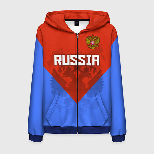 Мужская толстовка на молнии Russia Red & Blue / 3D-Синий – фото 1