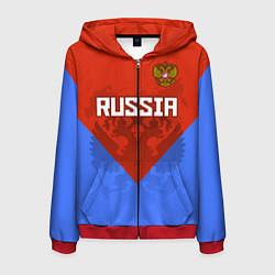Толстовка 3D на молнии мужская Russia Red & Blue, цвет: 3D-красный