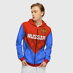 Толстовка 3D на молнии мужская Russia Red & Blue, цвет: 3D-красный — фото 2