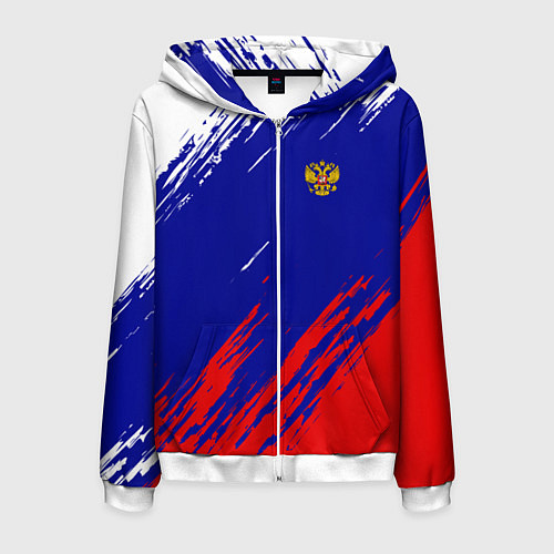 Мужская толстовка на молнии RUSSIA SPORT / 3D-Белый – фото 1