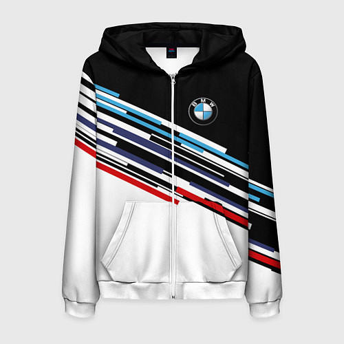 Мужская толстовка на молнии BMW BRAND COLOR БМВ / 3D-Белый – фото 1