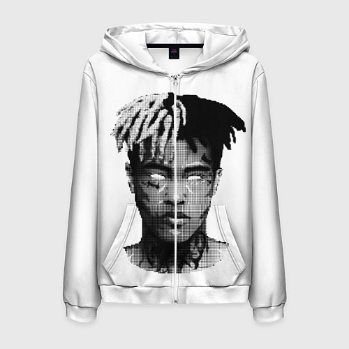 Мужская толстовка на молнии XXXTentacion: Pixel Art / 3D-Белый – фото 1