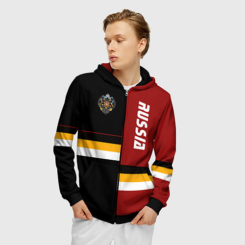 Мужская толстовка на молнии Russian Empire / 3D-Черный – фото 3