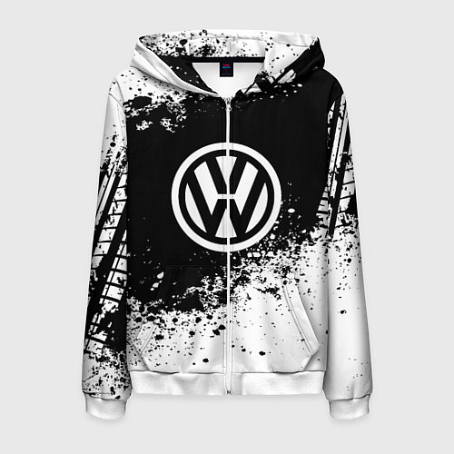 Мужская толстовка на молнии Volkswagen: Black Spray / 3D-Белый – фото 1