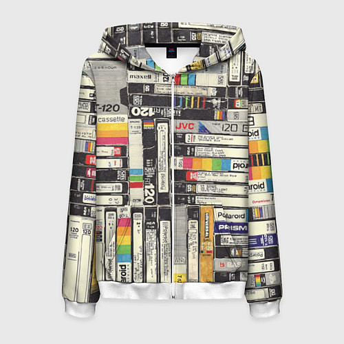Мужская толстовка на молнии VHS-кассеты / 3D-Белый – фото 1